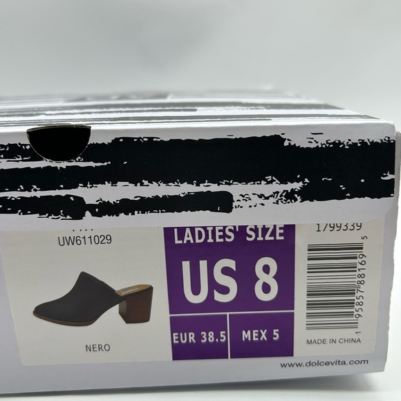 dv by Dolce Vita Black Leather Block Heel Mules Women’s Size 8 NWB - Picture 9 of 10